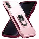 For iPhone XR Ring Kickstand Heavy Duty Shockproof Phone Case(Pink)