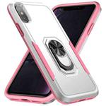 For iPhone XS Max Ring Kickstand Heavy Duty Shockproof Phone Case(White)