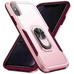 For iPhone XS Max Ring Kickstand Heavy Duty Shockproof Phone Case(Pink)