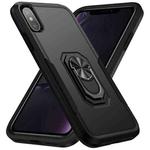 For iPhone XS Max Ring Kickstand Heavy Duty Shockproof Phone Case(Black)
