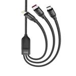 hoco U104 Ultra 3 in 1 6A Fast Charging Data Cable USB to 8 Pin + Micro USB + USB-C / Type-C Cable, Cable Length: 1.2m(Black)