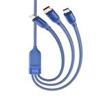 hoco U104 Ultra 3 in 1 6A Fast Charging Data Cable USB to 8 Pin + Micro USB + USB-C / Type-C Cable, Cable Length: 1.2m(Blue)
