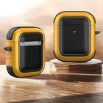 Wireless Earphones Shockproof TPU + PC Protective Case with Carabiner For AirPods 1 / 2(Black+Gold)