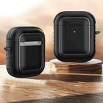 Wireless Earphones Shockproof TPU + PC Protective Case with Carabiner For AirPods 1 / 2(Black)