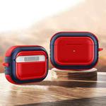 Wireless Earphones Shockproof TPU + PC Protective Case with Carabiner For AirPods Pro(Red+Blue)