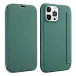 For iPhone 13 mini Skin Feel Horizontal Flip PU Leather Case with Holder & Card Slot (Deep Green)