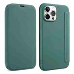 For iPhone 13 Skin Feel Horizontal Flip PU Leather Case with Holder & Card Slot(Deep Green)