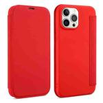 For iPhone 13 Skin Feel Horizontal Flip PU Leather Case with Holder & Card Slot(Red)