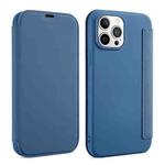 For iPhone 13 Pro Skin Feel Horizontal Flip PU Leather Case with Holder & Card Slot (Smoky Blue)