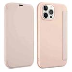 For iPhone 13 Pro Max Skin Feel Horizontal Flip PU Leather Case with Holder & Card Slot (Pink)