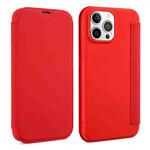 For iPhone 13 Pro Max Skin Feel Horizontal Flip PU Leather Case with Holder & Card Slot (Red)