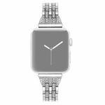 For Apple Watch Series 7 41mm / 6 & SE & 5 & 4 40mm / 3 & 2 & 1 38mm Double Row Diamond Alloy Watch Band(Silver)