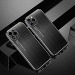 For iPhone 11 Pro Max Cool Sharp Series Aluminum Plate Brushed Lens All-inclusive Protective Case (Jazz Black)