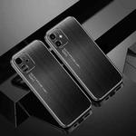 For iPhone 12 Cool Sharp Series Aluminum Plate Brushed Lens All-inclusive Protective Case(Jazz Black)