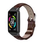 For Huawei Band 6 / Honor Band 6 / 7 MIJOBS Cowhide Leather Watch Band(Bamboo Joint Coffee Black)