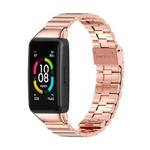 For Huawei Band 6 / Honor Band 6 / 7 MIJOBS Bamboo Joint Stainless Steel Metal Buckle Watch Band(Rose Gold)