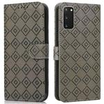 For Samsung Galaxy S20+ Embossed Big Small Concentric Squares Pattern Horizontal Flip Leather Case with Card Slot & Holder & Wallet(Grey)