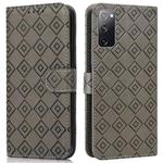 For Samsung Galaxy S20 FE Embossed Big Small Concentric Squares Pattern Horizontal Flip Leather Case with Card Slot & Holder & Wallet(Grey)