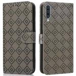 For Samsung Galaxy A30s / A50s / A50 Embossed Big Small Concentric Squares Pattern Horizontal Flip Leather Case with Card Slot & Holder & Wallet(Grey)