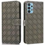 For Samsung Galaxy A32 4G Embossed Big Small Concentric Squares Pattern Horizontal Flip Leather Case with Card Slot & Holder & Wallet(Grey)