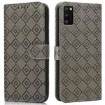 For Samsung Galaxy A41 Embossed Big Small Concentric Squares Pattern Horizontal Flip Leather Case with Card Slot & Holder & Wallet(Grey)