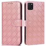 For Samsung Galaxy Note10 Lite / A81 Embossed Big Small Concentric Squares Pattern Horizontal Flip Leather Case with Card Slot & Holder & Wallet(Pink)