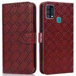 For Samsung Galaxy F41 / M31 Embossed Big Small Concentric Squares Pattern Horizontal Flip Leather Case with Card Slot & Holder & Wallet(Brown)