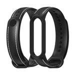 For Xiaomi Mi Band 5/6/7 MIJOBS TPU + Leather Watch Band(Black+Black)