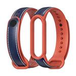For Xiaomi Mi Band 5/6/7 MIJOBS TPU + Leather Watch Band(Blue+Orange)