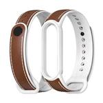 For Xiaomi Mi Band 5/6/7 MIJOBS TPU + Leather Watch Band(Brown+White)
