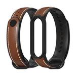 For Xiaomi Mi Band 5/6/7 MIJOBS TPU + Leather Watch Band(Brown+Black)