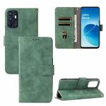 For OPPO Reno6 4G Solid Color Skin Feel Magnetic Buckle Horizontal Flip PU Leather Case with Holder & Card Slots & Wallet(Green)