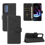 For Motorola Edge (2021) Solid Color Skin Feel Magnetic Buckle Horizontal Flip PU Leather Case with Holder & Card Slots & Wallet(Black)