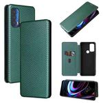 For Motorola Edge (2021) Carbon Fiber Texture Horizontal Flip TPU + PC + PU Leather Case with Card Slot(Green)