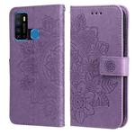 For Infinix Hot 9 / Note 7 Lite 7-petal Flowers Embossing Pattern Horizontal Flip PU Leather Case with Holder & Card Slots & Wallet & Photo Frame(Light Purple)