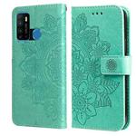 For Infinix Hot 9 / Note 7 Lite 7-petal Flowers Embossing Pattern Horizontal Flip PU Leather Case with Holder & Card Slots & Wallet & Photo Frame(Green)