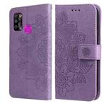 For Infinix Hot 9 Play 7-petal Flowers Embossing Pattern Horizontal Flip PU Leather Case with Holder & Card Slots & Wallet & Photo Frame(Light Purple)