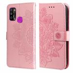 For Infinix Hot 9 Play 7-petal Flowers Embossing Pattern Horizontal Flip PU Leather Case with Holder & Card Slots & Wallet & Photo Frame(Rose Gold)