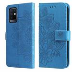 For Infinix Note 10 7-petal Flowers Embossing Pattern Horizontal Flip PU Leather Case with Holder & Card Slots & Wallet & Photo Frame(Blue)