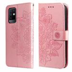 For Infinix Note 10 7-petal Flowers Embossing Pattern Horizontal Flip PU Leather Case with Holder & Card Slots & Wallet & Photo Frame(Rose Gold)