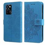For Infinix Note 10 Pro NFC / Note 10 Pro 7-petal Flowers Embossing Pattern Horizontal Flip PU Leather Case with Holder & Card Slots & Wallet & Photo Frame(Blue)