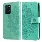 For Infinix Note 10 Pro NFC / Note 10 Pro 7-petal Flowers Embossing Pattern Horizontal Flip PU Leather Case with Holder & Card Slots & Wallet & Photo Frame(Green)