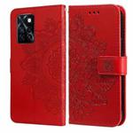 For Infinix Note 10 Pro NFC / Note 10 Pro 7-petal Flowers Embossing Pattern Horizontal Flip PU Leather Case with Holder & Card Slots & Wallet & Photo Frame(Red)