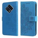 For Infinix Zero 8 7-petal Flowers Embossing Pattern Horizontal Flip PU Leather Case with Holder & Card Slots & Wallet & Photo Frame(Blue)