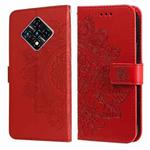 For Infinix Zero 8 7-petal Flowers Embossing Pattern Horizontal Flip PU Leather Case with Holder & Card Slots & Wallet & Photo Frame(Red)