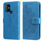 For Infinix Hot 10 7-petal Flowers Embossing Pattern Horizontal Flip PU Leather Case with Holder & Card Slots & Wallet & Photo Frame(Blue)