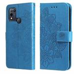 For Infinix Hot 10 Play 7-petal Flowers Embossing Pattern Horizontal Flip PU Leather Case with Holder & Card Slots & Wallet & Photo Frame(Blue)