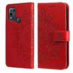 For Infinix Hot 10 Play 7-petal Flowers Embossing Pattern Horizontal Flip PU Leather Case with Holder & Card Slots & Wallet & Photo Frame(Red)