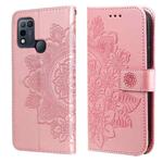 For Infinix Hot 10 Play 7-petal Flowers Embossing Pattern Horizontal Flip PU Leather Case with Holder & Card Slots & Wallet & Photo Frame(Rose Gold)