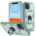 For iPhone 12 mini Sliding Camera Cover Design TPU + PC Protective Case with 360 Degree Rotating Holder & Card Slot (Grey Green+Grey Green)